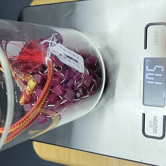 4 Strand 874.00 Cts Red Ruby Square Cube Necklace Natural Gemstone UV Statement - Picture 9 of 9